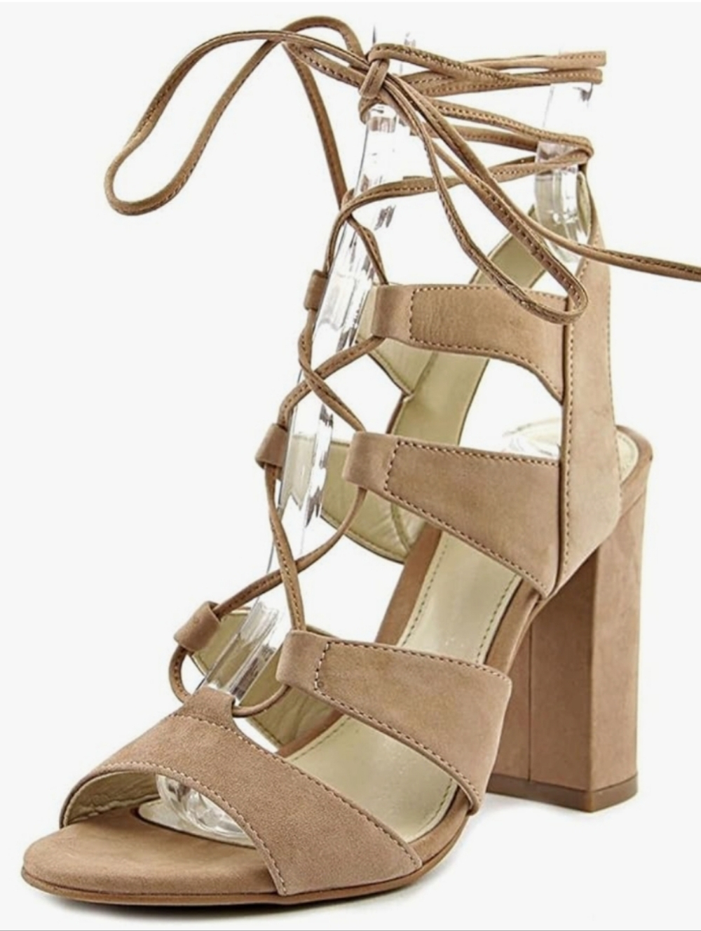 Vince Camuto Winola Lace Up Cutout Sandals Heels, Tan